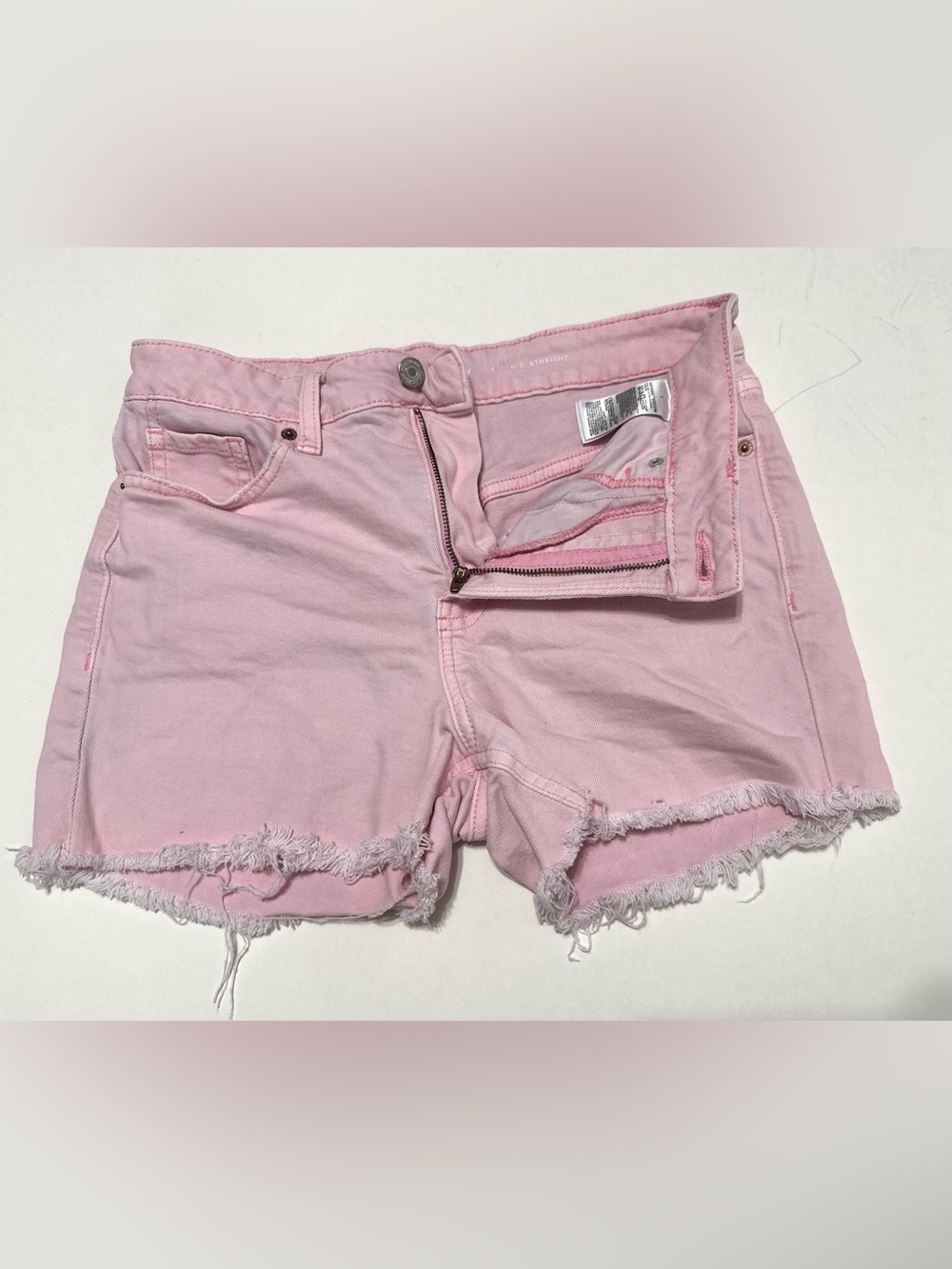 Old Navy 4 Denim Shorts Pink OG Straight Cut Off High Rise 3" Coquette Summer